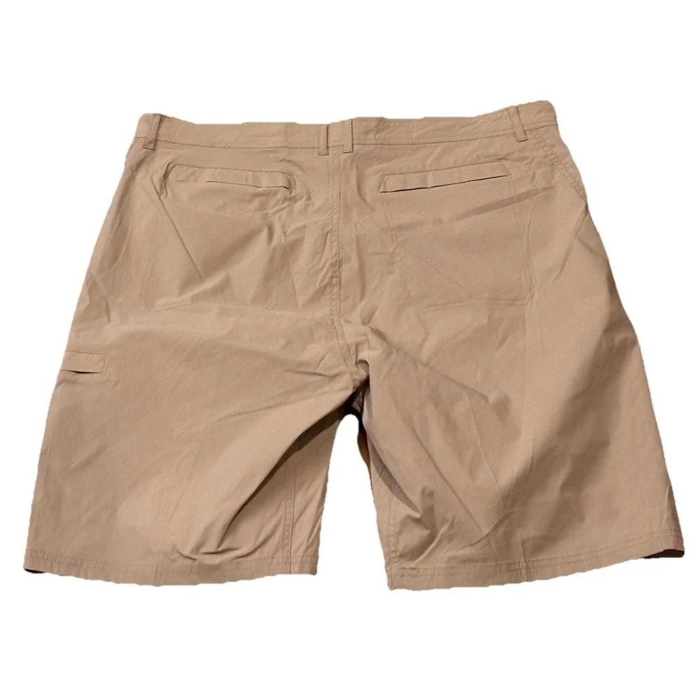 Reel Life Mens 2X Beige Cargo Shorts Pockets Fishing Outdoor Wicking Lightweight